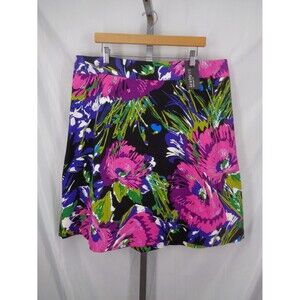 Lane Bryant Floral Skirt Plus Size 22 Black Pink Purple New